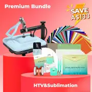 [Premium Bundle] Manual Heat Press Machine 15" x 15" 230V - (2 Colors) & Great Material Bundle (Including 36 sheets HTV, 150 sheets sublimation paper, subli HTV, weeding tools, cutting mat, heat press accessories), Light Blue