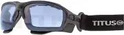 Titus Swappable Anti-Fog Goggles Sports Riders Safety Glasses Strap or Stem Blue