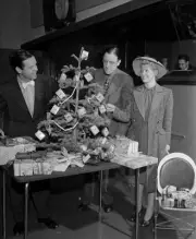 Blondie Cast Christmas Party Penny Singleton 2 Old 1940S Radio Photo