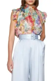 Zimmermann Blouse NEW With TAGS Size 0, AU 8 /US 4 High Tide Ruffled Silk Tank