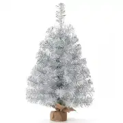 Osfvn Silver Christmas Tree 2ft Tinsel Artificial Small Mini Xmas Pine Trees