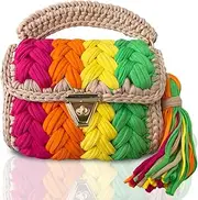 [CHQEL] Evening Clutch Bag for Women, Handmade Crochet Wedding Party Purse, Small Flap Formal Crossbody Handbag Evening Clutch