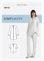SIMPLICITY SEWING PATTERN 9113 MISSES 16-24 EASY LOOSE TUNIC, TOP, PULL-ON PANTS