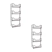 2PK Entrée 4-Tier Wall Mounted Spices 16 Bottle Rack/Storage Organiser Black