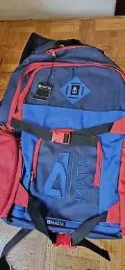 MATIX BACKPACK RED BLACK AND BLUE CANVAS TOTE SKATEBOARD BRAND NEW WITH TAGS