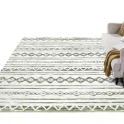 Catzon Modern Rug Fluffy Geometric Washable Non-slip Carpet for Living Room-T