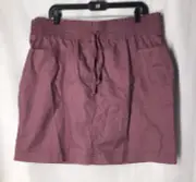 Terra & Sky 0x 14 Woman Paper Bag Elastic Waist Skirt Purple Pockets Drawstring