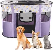 Foldable Dog Fences, Puppy Playpen, Animal Playpen, Portable Playpen for Puppies, Puppy Playpen for Indoors, Foldable Puppy Run for Kittens, Puppies, Rabbits, L (Purple)