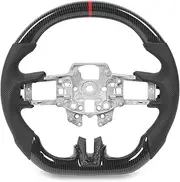 Steering Wheel Cover, Hydro Dipped Carbon Fiber Compatible with Mustang V6 EcoBoost GT Shelby 2015‑2017, Perforated Leather Grip Wheel