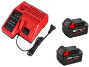 2x 18V 6.0Ah M18 Batteries + Charger Combo - Compatible with Milwaukee