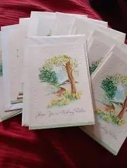 Vintage Get Well Soon Card Best Wishes 1930s/40s Lot 9 Embossed W Envelopes
