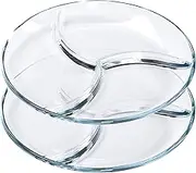 FOYO Round Tempered Glass Serving Platters/Trays - 3 Sectional -10'' Diameter