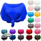 Womens Short Sleeve T-Shirt Oversized Top Plain Tie Knot Baggy Casual Jersey Top