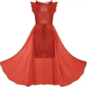 [Seanrui] Girls Sequin Dress Formal Pageant Sparkle Party Ruffle Special Occasion Dress Size 5-14Y
