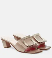 [Roger Vivier] Roger Vivier Love Vivier patent leather sandals AU 8 beige