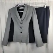 Tahari Arthur S. Levine Skirt Suit Blue & White Checked Blazer Blue Skirt NEW