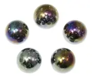 22mm Jupiter Glass Marble Shooters 7/8" Pack of 5 Iridescent Black Splatters