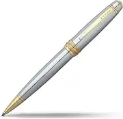 Cross Bailey Refillable Click-Off Cap Plastic Ballpoint Pen with Chrome Finish and Gold-Plated Appointments, Medium Ballpoint, includes Premium Gift Box and Black Cartridge, 1 Pack, Medalist