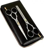 K5 International Hair Scissors Set Professional Hair Cutting Scissors Barber Shears Japanese Stainless Steel Razor Edge Scissors for Hair Salon, Men, Women and Kid’s (2 Piece Set)