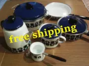 AUSTRIA EMAIL Vintage Unused enamel ware 6 pcs set. FREE SHIPPING