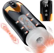 Automatic Thrusting Male Masturbator, 9 Thrusting & Vibrating Penis Pump Male Sex Toys Pocket Pussycats Male Masturbators Cup Mens Stroker Blowjob Sex Machine (Black+LED Display)
