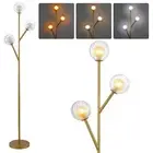 9MMML Modern Globe Floor Lamp, 67'' Tall Gold Floor Lamp with 2-Layer Glass S...