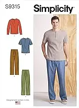 Simplicity S9315 Men's Sewing Pattern Knit Tops and Pants, Size XS-S-M-L-XL-XXL