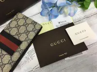 在飛比找Yahoo!奇摩拍賣優惠-Gucci經典雙G藍紅藍對開長夾