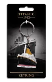OFFICIAL RMS TITANIC KEYCHAIN / KEYRING WHITE STAR LINE R.M.S SHIP BELFAST 1912