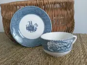 Currier and Ives Blue Coffee Cup and Saucer by Royal China Horse and Buggy