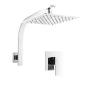 ACA WELS WATERMARK Square 8'' Ultrathin Stainless Steel Rainfall Shower Head Gooseneck Wall Arm Mixer Tap Chrome
