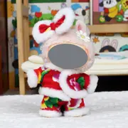 Labubu Baby Clothes 17cm Labubu Cloth Clothes Heartbeat Macaron Vinyl Face Doll Baby Clothes Replacement——style:Big Flower Coat Three Piece Set (Red)