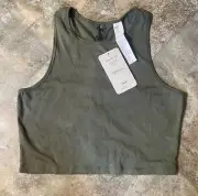 fabletics bree lace up army green tank size large new with tags