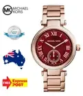 NEW MICHAEL KORS SKYLAR MK6086 ROSE GOLD/RED/CRYSTAL WOMENS LADIES QUARTZ WATCH