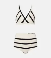 [Moncler] Moncler Striped cotton-blend bralette and briefs set AU 14 white