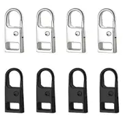 Zipper Pull Replacement (Upgraded), 8 Pcs Detachable B 8PCS Black/Silver