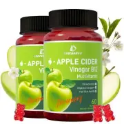 LanranBee Apple Cider Vinegar Gummies with Vitamins B12 Multivitamin ACV Supp...