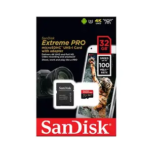 SanDisk 晟碟 32GB Extreme PRO microSDXC UHS-I U3 V30 記憶卡 小卡