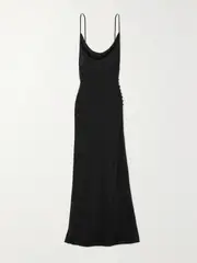 [Rosamosario] Rosamosario - Mystery Girl Draped Silk-crepe Maxi Dress - Black - small small Black