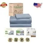 Elegant Blue Hydrangea Twin Sheet Set - 100% Organic Cotton, Deep Pocket Percale
