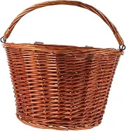 GANAZONO Wicker Basket with Handle Durable Rattan Bike Front Basket for Outdoor Cycling Brown Storage for Items for Bicycles and Shopping