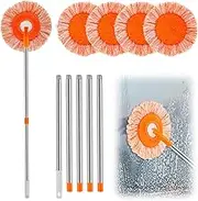 Wall Cleaner Mop with 90" Long Handle, Baseboard Cleaner Tool Duster, Round Dust Mop with 5 Replacement Pads , Dry and Wet Ceiling Cleaning Tool for Painted Walls, Window, Floor