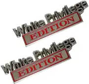 2x Metal White Privilege Edition CAR Emblems Badge Sticker Decal(Chrome Red)
