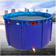 Pool Above Ground, Round Canvas Fish Pond Pool with Bracket, Large Collapsible Outdoors Fish Tank, Easy to Install, Simple Pool for Aquaculture Culture Agricultural Irrigation Water Storage(1.5x0.6m)
