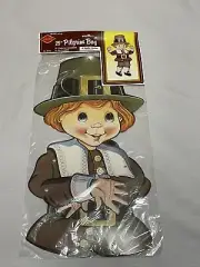 Beistle 1986 Posable Thanksgiving Pilgrim Boy Jointed Paper Doll Decor 25"
