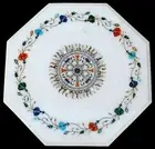 Antique Design Inlay Work Coffee Table Top Octagon Stone Bed Side Table for Home