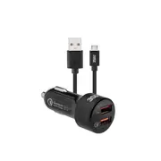 3sixT Dual USB 5.4A Car Charger w/1m Micro USB Cable Cord For Apple iPhone Black