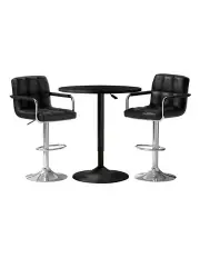 [Artiss] Bar Table and Stools Set Dining Desk in Black