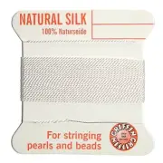 Griffin Silk Beading Cord with Needle-2 Meters-Size 4-White-Stringing Beads-2 pk