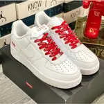 NIKE _ SUPERME AF1 白色 SUPERME 標準版 S.C FULL BOX BILL 紅色鞋帶運動鞋